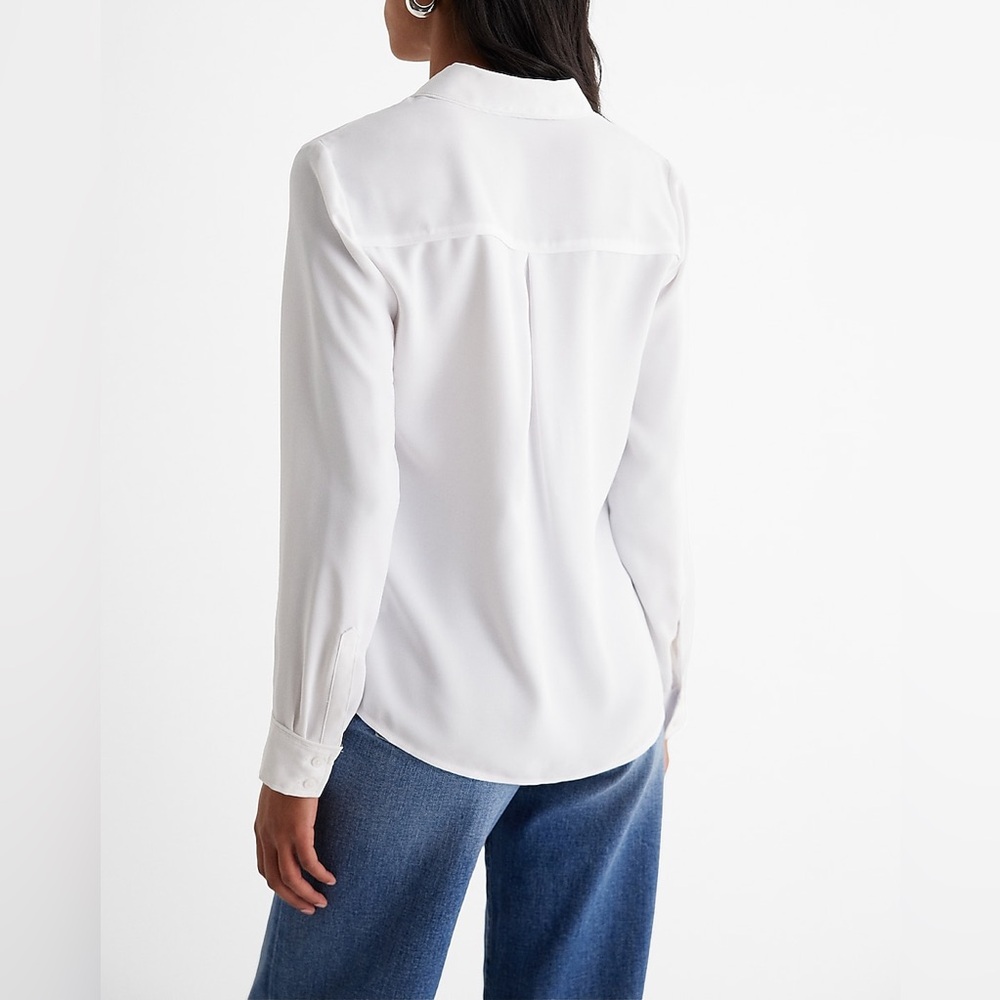 Express White Relaxed Button Down Collar Long Sle… - image 6